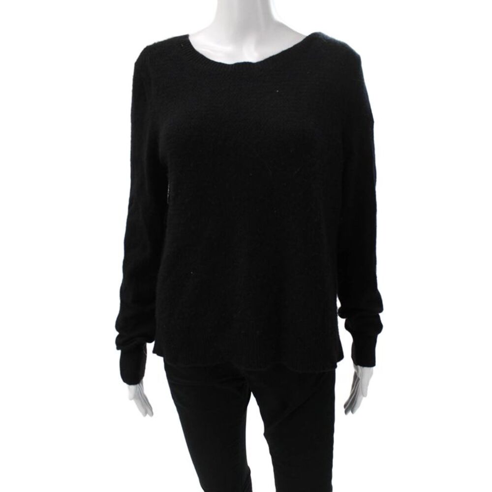 360 Cashmere Womens Pullover Sweater Black 100% Cashmere Round Neck Size S